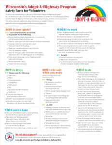 Wisconsin’s Adopt-A-Highway Program Safety Facts for Volunteers