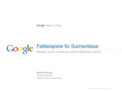 Fallbeispiele für Suchanlässe Wonach, wann und warum suchen Menschen online? Marktforschung Google Germany www.full-value-of-search.de