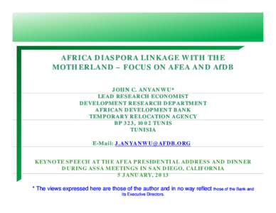 Microsoft PowerPoint - Africa Diaspora Linkage with the Motherland - Focus on AFEA and AfDB.pptx [Read-Only]