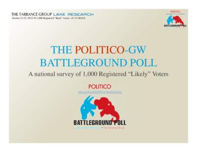 October 22-25, 2012/ N=1,000 Registered “likely” voters / ±3.1% M.O.E.  THE POLITICO-GW BATTLEGROUND POLL A national survey of 1,000 Registered “Likely” Voters