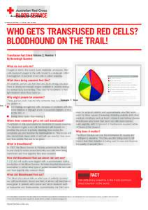 WHO GETS TRANSFUSED RED CELLS? BLOODHOUND ON THE TRAIL! Transfusion Fact Sheet Volume 2, Number 1 By Beverleigh Quested What do red cells do? Oxygen is vital to the body’s basic metabolic processes. Red