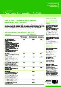 Land Victoria  Customer Information Bulletin Edition 124 June[removed]Land Victoria – Changes to Search Fees and