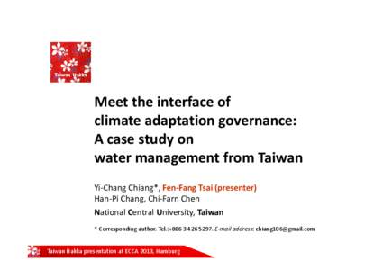 Taiwan Hakka  Meet the interface of climate adaptation governance: A case study on water management from Taiwan