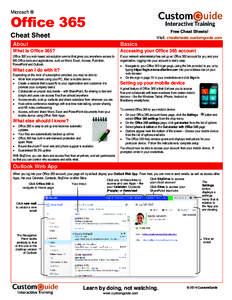 Microsoft ®  Office 365 Free Cheat Sheets!  Cheat Sheet
