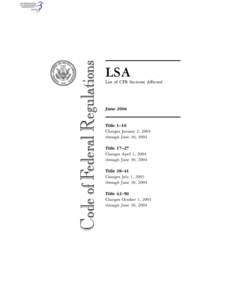 LSA List of CFR Sections Affected June[removed]Title 1–16