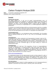 Pagina 1 van 8  Carbon Footprint Analyse 2009 Datum  : 16 maart 2011, gewijzigd op 30 september 2011