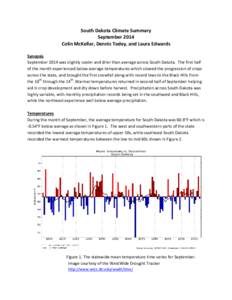 South Dakota Climate Summary September 2014 Colin McKellar, Dennis Todey, and Laura Edwards Synopsis September 2014 was slightly cooler and drier than average across South Dakota. The first half of the month experienced 