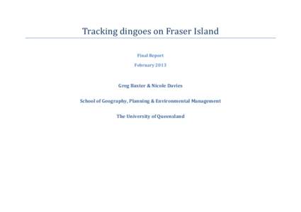 Tracking dingoes on Fraser Island, Final report, February 2013