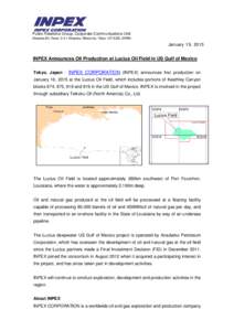 INPEX Announces Oil Production at Lucius Oil Field in US Gulf of Mexico