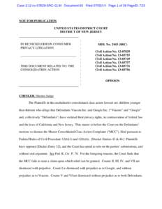 Case 2:12-cv[removed]SRC-CLW Document 65 Filed[removed]Page 1 of 39 PageID: 723  NOT FOR PUBLICATION UNITED STATES DISTRICT COURT DISTRICT OF NEW JERSEY