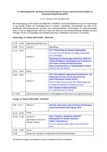 11. Arbeitstagung der „Konferenz der Einrichtungen für Frauen- und Geschlechterstudien im deutschsprachigen Raum (KEG)