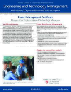 Voiland College of Engineering and Architecture  Engineering and Technology Management Online Master’s Degree and Graduate Certificate Program  Project Management Certificate