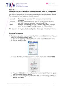 How to #09-01 Version 1.4, How to:  Configuring TU/e wireless connection for MacOS computers