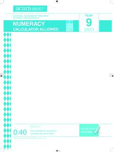 national assessment program literacy and numeracy NUMERACY   calculator ALLOWED