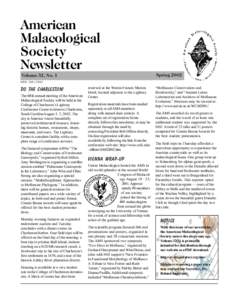 American Malacological Society Newsletter Spring 2002