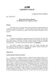 立法會 Legislative Council LC Paper No. CB[removed]Ref : CB1/PL/HG Report of the Panel on Housing for submission to the Legislative Council