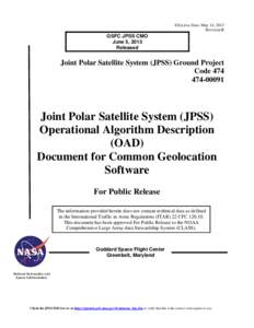 Spaceflight / NPOESS / Earth / Technology / Technical communication / Geolocation / Specification / Geolocation software / Algorithm / Internet privacy / Joint Polar Satellite System / National Oceanic and Atmospheric Administration