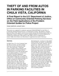 Analyzing Auto Theft and Theft from Autos in Parking Lots in Chula Vista, CA