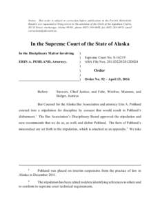 Alaska Supreme Court Published Order sp-ord92