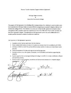 Reverse Transfer Associate Degree Initiative Agreement  Michigan State University & Henry Ford Community College