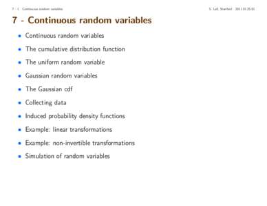 7-1  Continuous random variables 7 - Continuous random variables • Continuous random variables