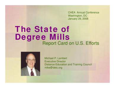 Concurrent Session Two - The State of Degree MillsAnnual Conference