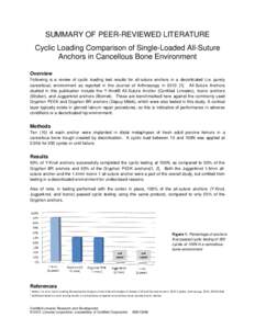 SUMMARY OF PEER-REVIEWED LITERATURE Cyclic Loading Comparison of Single-Loaded All-Suture Anchors in Cancellous Bone Environment Overview Following is a review of cyclic loading test results for all-suture anchors in a d