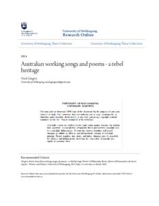 Australian working songs and poems - a rebel heritage