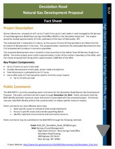 BLM BLM Desolation Road Natural Gas Development Proposal Fact Sheet