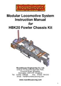 Modular Locomotive System Instruction Manual for HBK20 Fowler Chassis Kit  Roundhouse Engineering Co. Ltd.