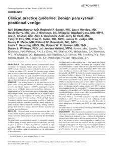Clinical practice guideline: Benign paroxysmal positional vertigo
