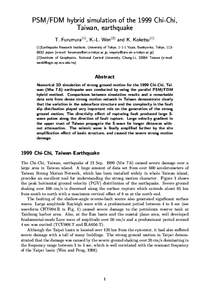 PSM/FDM hybrid simulation of the 1999 Chi-Chi, Taiwan, earthquake T. Furumura(1) , K.-L. Wen(2) and K. Koketsu[removed]Earthquake Research Institute, University of Tokyo, 1-1-1 Yayoi, Bunkyo-ku, Tokyo, [removed]Japan (e-mai