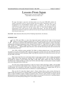 International Business & Economics Research Journal – MayVolume 9, Number 5 Lessons From Japan Michael Cosgrove, University of Dallas, USA