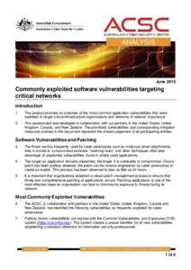 JuneCommonly exploited software vulnerabilities targeting critical networks Introduction 1.