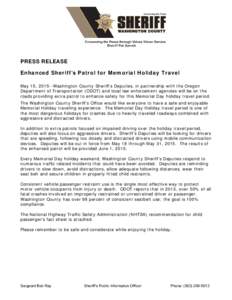 Microsoft Word - PR150515 Enhanced Patrol for Memorial Holiday Travel.doc