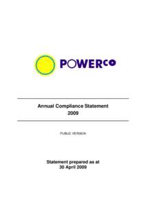 Annual Compliance Statement 2009 PUBLIC VERSION  Statement prepared as at