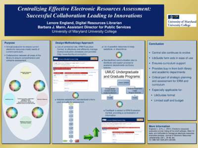 Centralizing Effective Electronic Resources Assessment: Successful Collaboration Leading to Innovations Lenore England, Digital Resources Librarian Barbara J. Mann, Assistant Director for Public Services University of Ma