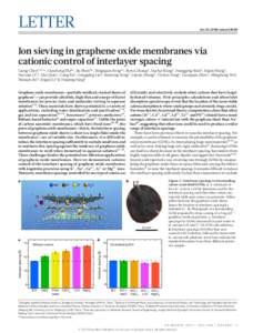 Letter  doi:nature24044 Ion sieving in graphene oxide membranes via cationic control of interlayer spacing
