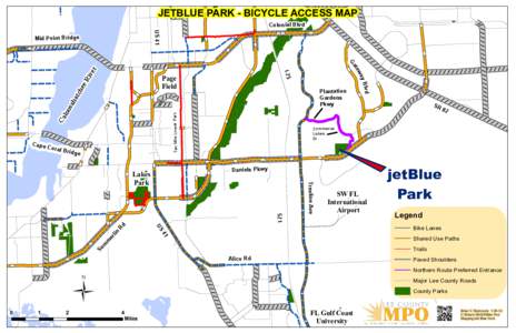 JETBLUE PARK - BICYCLE ACCESS MAP Colonial Blvd US 41  Mid Point Bridge