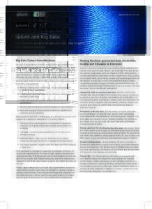SOLUTIONS GUIDE  Splunk and Big Data Turn machine-generated data into real-time insights for IT and the business.