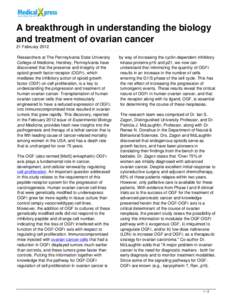 A breakthrough in understanding the biology and treatment of ovarian cancer
