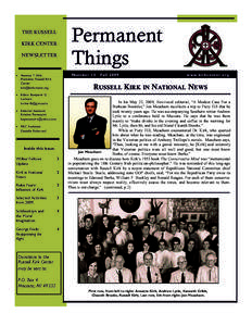 THE RUSSELL KIRK CENTER NEWSLETTER Permanent Things
