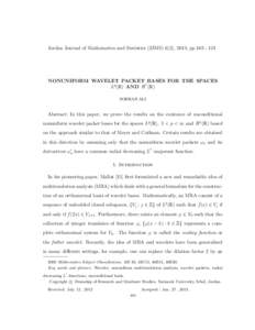 Jordan Journal of Mathematics and Statistics (JJMS) 6(2), 2013, ppNONUNIFORM WAVELET PACKET BASES FOR THE SPACES 1 Lp (R) AND H (R) SOHRAB ALI