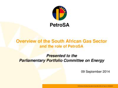 Overview of the South African Gas Sector and the role of PetroSA Presented to the Parliamentary Portfolio Committee on Energy 09 September 2014