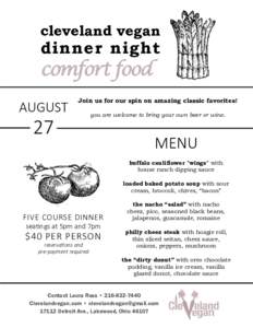 cleveland vegan  dinner night comfort food AUGUST 
