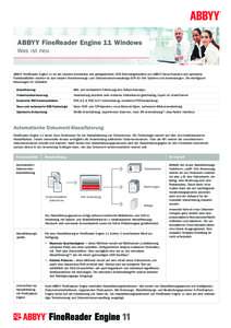 ABBYY FineReader Engine 11 Windows Was ist neu ABBYY FineReader Engine 11 ist die neueste Generation des preisgekrönten OCR-Technologietoolkits von ABBYY. Neue Features und optimierte Funktionalitäten machen es zum ide