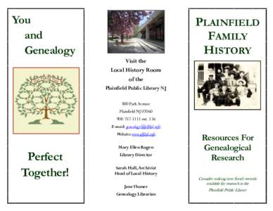 You and Genealogy PLAINFIELD FAMILY