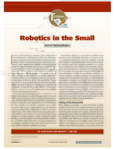 © EYEWIRE  Robotics in the Small Part II: Nanorobotics  I