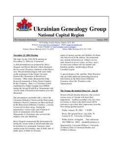 Ukrainian Genealogy Group National Capital Region The Ukrainian Genealogist  January 2005