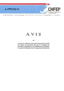 AAVIS sur le projet de règlement grand-ducal déterminant le détail des critères de classement ainsi que les modalités des